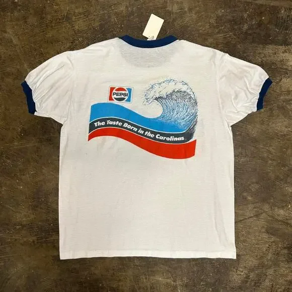 VTG 80s Pepsi ringer T-shirt - Picture 6 of 7